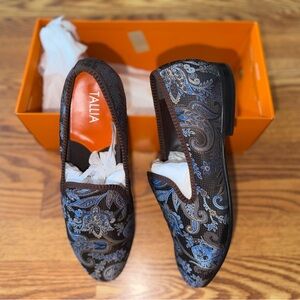 TALLIA Men's Loafers - Blue and Brown Paisley